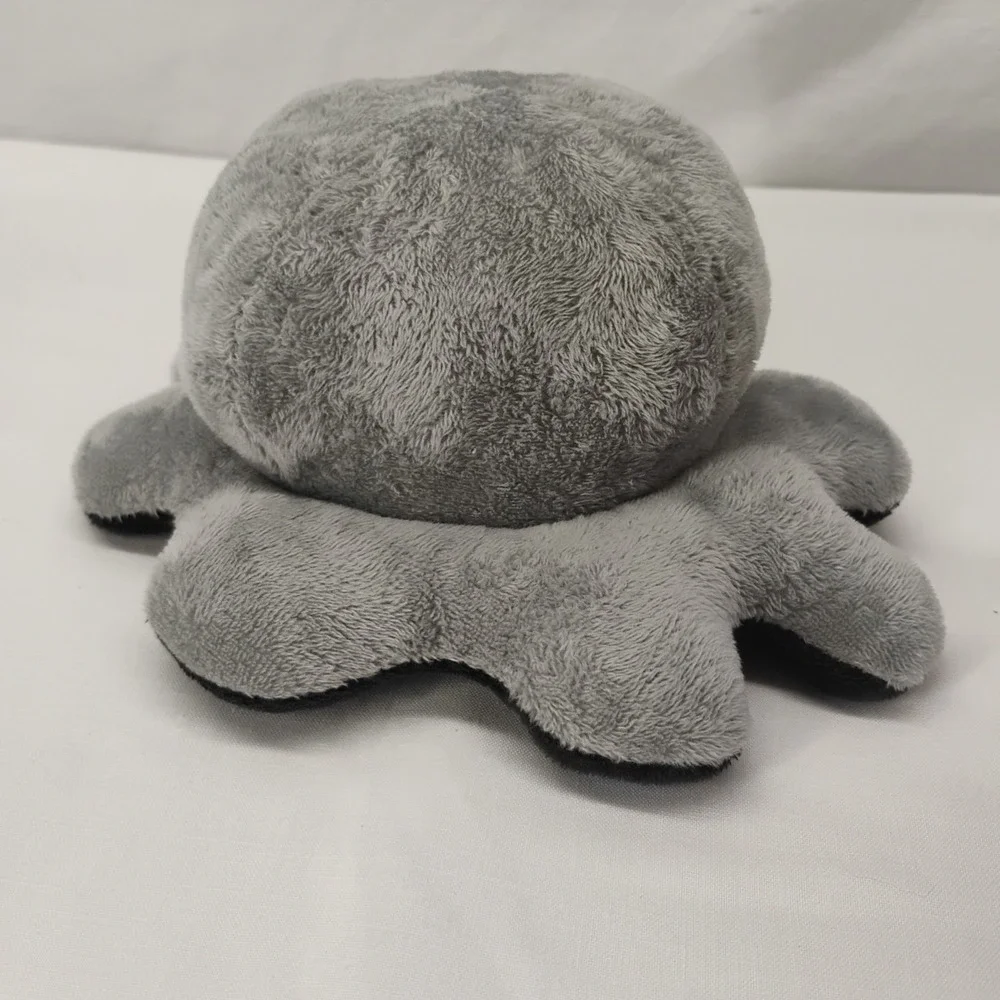 Mini Octopus Reversible Plush Grey/Black Happy/Sad ‎ Stuffed Animal Tee Turtle